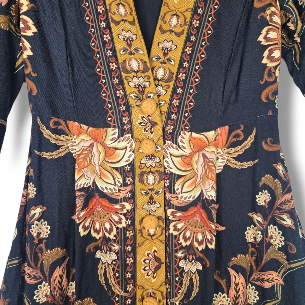 Farm Rio Majestic Garden Maxi Dress Size XXS Puff Sleeve Floral Print - Picture 6 of 16